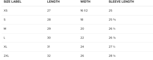 Size guide for Lakshmi tshirt